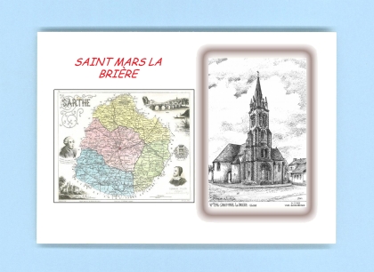 Cartes Postales impression Noir avec dpartement sur la ville de ST MARS LA BRIERE Titre : eglise