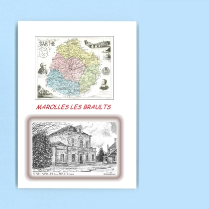 Cartes Postales impression Noir avec dpartement sur la ville de MAROLLES LES BRAULTS Titre : mairie