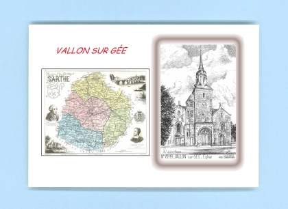 Cartes Postales impression Noir avec dpartement sur la ville de VALLON SUR GEE Titre : eglise
