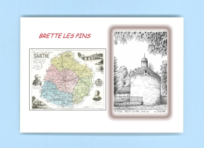 Cartes Postales impression Noir avec dpartement sur la ville de BRETTE LES PINS Titre : vieille tour