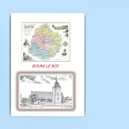 Cartes Postales impression Noir avec dpartement sur la ville de BOURG LE ROI Titre : eglise