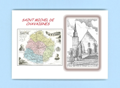 Cartes Postales impression Noir avec dpartement sur la ville de ST MICHEL DE CHAVAIGNES Titre : eglise