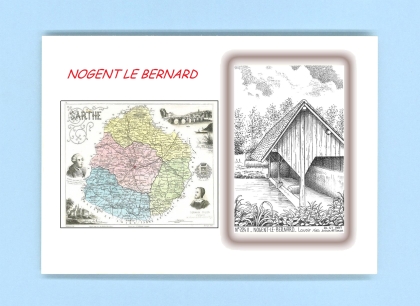 Cartes Postales impression Noir avec dpartement sur la ville de NOGENT LE BERNARD Titre : lavoir