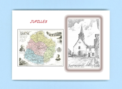 Cartes Postales impression Noir avec dpartement sur la ville de JUPILLES Titre : eglise