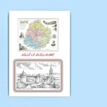 Cartes Postales impression Noir avec dpartement sur la ville de SILLE LE GUILLAUME Titre : vue