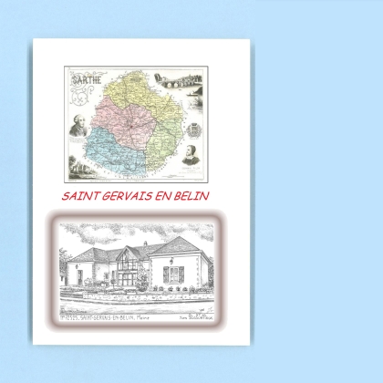 Cartes Postales impression Noir avec dpartement sur la ville de ST GERVAIS EN BELIN Titre : mairie