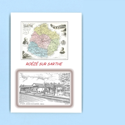 Cartes Postales impression Noir avec dpartement sur la ville de ROEZE SUR SARTHE Titre : mairie