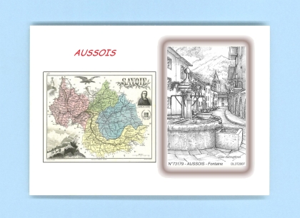 Cartes Postales impression Noir avec dpartement sur la ville de AUSSOIS Titre : fontaine