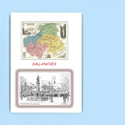 Cartes Postales impression Noir avec dpartement sur la ville de SALLANCHES Titre : place charles albert