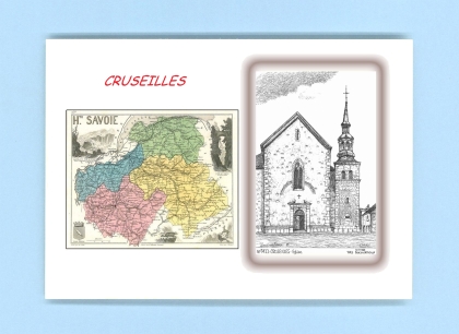 Cartes Postales impression Noir avec dpartement sur la ville de CRUSEILLES Titre : eglise