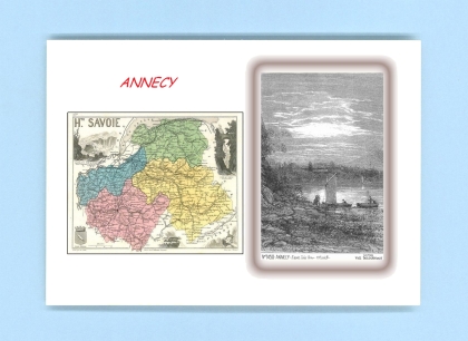 Cartes Postales impression Noir avec dpartement sur la ville de ANNECY Titre : vue