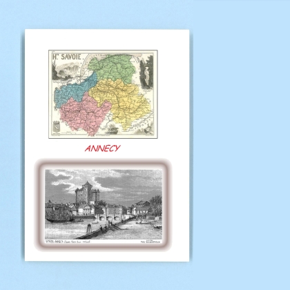 Cartes Postales impression Noir avec dpartement sur la ville de ANNECY Titre : vue