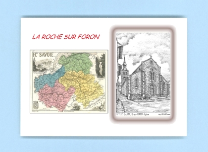 Cartes Postales impression Noir avec dpartement sur la ville de LA ROCHE SUR FORON Titre : eglise