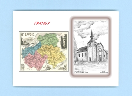 Cartes Postales impression Noir avec dpartement sur la ville de FRANGY Titre : eglise