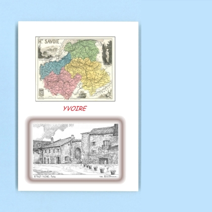Cartes Postales impression Noir avec dpartement sur la ville de YVOIRE Titre : porte