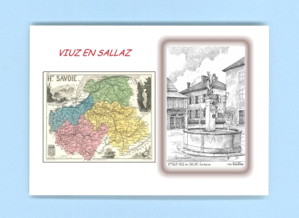 Cartes Postales impression Noir avec dpartement sur la ville de VIUZ EN SALLAZ Titre : fontaine