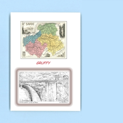 Cartes Postales impression Noir avec dpartement sur la ville de GRUFFY Titre : le pont de l abime