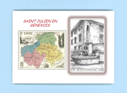 Cartes Postales impression Noir avec dpartement sur la ville de ST JULIEN EN GENEVOIS Titre : fontaine