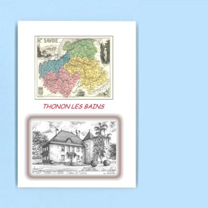 Cartes Postales impression Noir avec dpartement sur la ville de THONON LES BAINS Titre : chateau de sonnaz