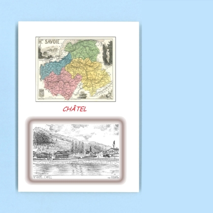 Cartes Postales impression Noir avec dpartement sur la ville de CHATEL Titre : vue
