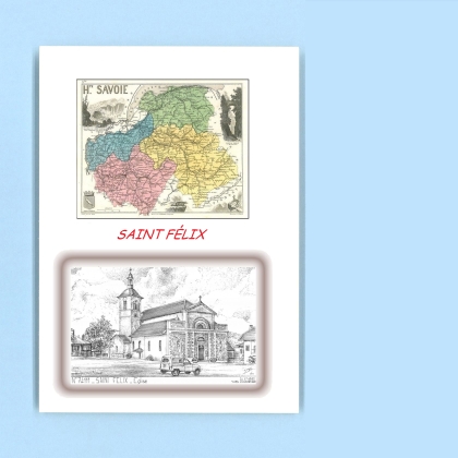 Cartes Postales impression Noir avec dpartement sur la ville de ST FELIX Titre : eglise