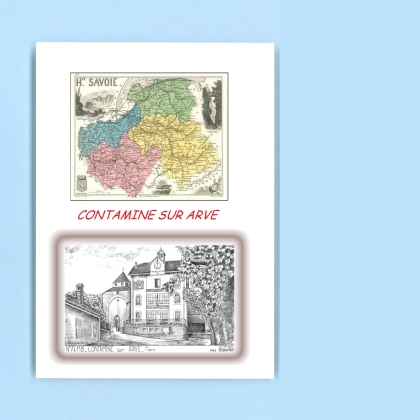 Cartes Postales impression Noir avec dpartement sur la ville de CONTAMINE SUR ARVE Titre : mairie