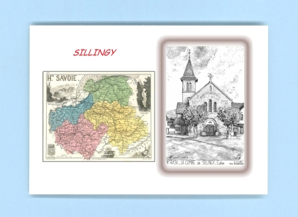 Cartes Postales impression Noir avec dpartement sur la ville de SILLINGY Titre : eglise de la combe