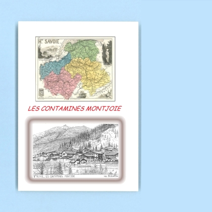 Cartes Postales impression Noir avec dpartement sur la ville de LES CONTAMINES MONTJOIE Titre : vue