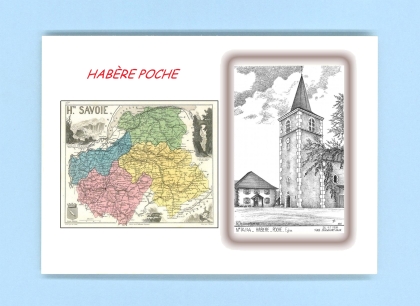 Cartes Postales impression Noir avec dpartement sur la ville de HABERE POCHE Titre : eglise
