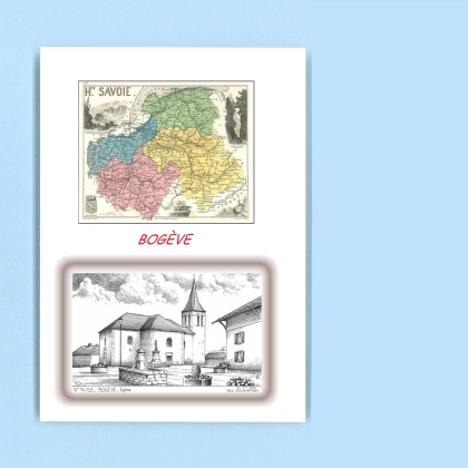 Cartes Postales impression Noir avec dpartement sur la ville de BOGEVE Titre : eglise