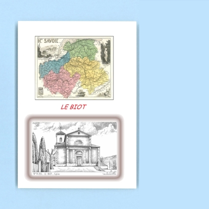 Cartes Postales impression Noir avec dpartement sur la ville de LE BIOT Titre : eglise