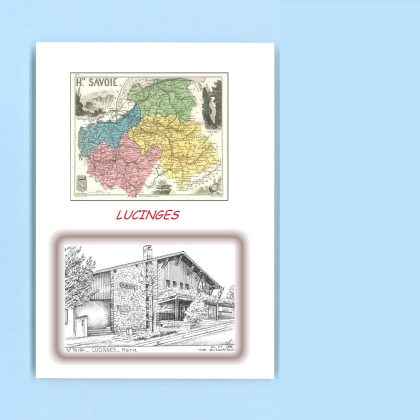 Cartes Postales impression Noir avec dpartement sur la ville de LUCINGES Titre : mairie