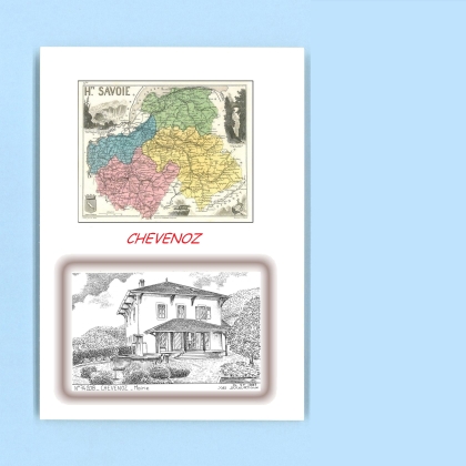 Cartes Postales impression Noir avec dpartement sur la ville de CHEVENOZ Titre : mairie