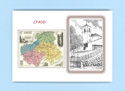 Cartes Postales impression Noir avec dpartement sur la ville de LYAUD Titre : eglise