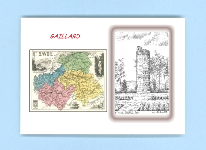 Cartes Postales impression Noir avec dpartement sur la ville de GAILLARD Titre : tour