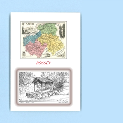 Cartes Postales impression Noir avec dpartement sur la ville de BOSSEY Titre : lavoir