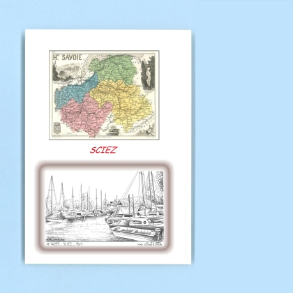 Cartes Postales impression Noir avec dpartement sur la ville de SCIEZ Titre : port