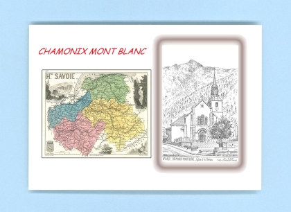 Cartes Postales impression Noir avec dpartement sur la ville de CHAMONIX MONT BLANC Titre : eglise et le brevan
