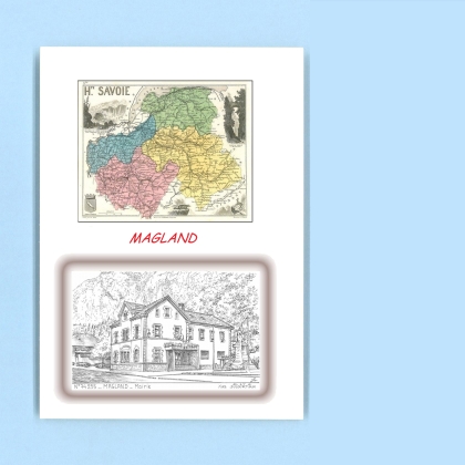 Cartes Postales impression Noir avec dpartement sur la ville de MAGLAND Titre : mairie