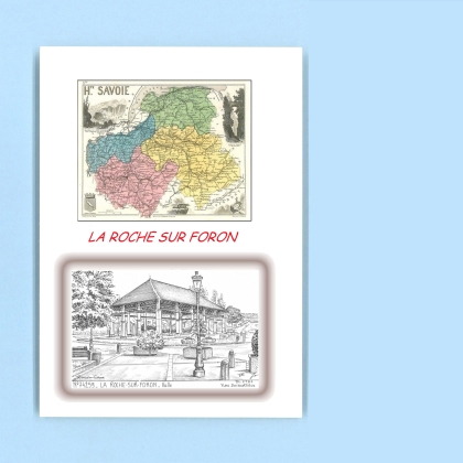 Cartes Postales impression Noir avec dpartement sur la ville de LA ROCHE SUR FORON Titre : halle