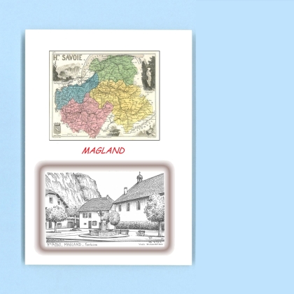 Cartes Postales impression Noir avec dpartement sur la ville de MAGLAND Titre : fontaine
