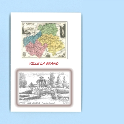 Cartes Postales impression Noir avec dpartement sur la ville de VILLE LA GRAND Titre : parc des ecureuils