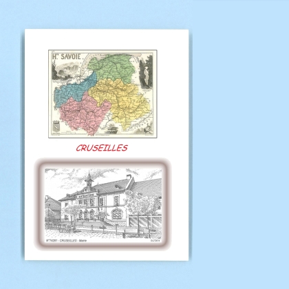 Cartes Postales impression Noir avec dpartement sur la ville de CRUSEILLES Titre : mairie