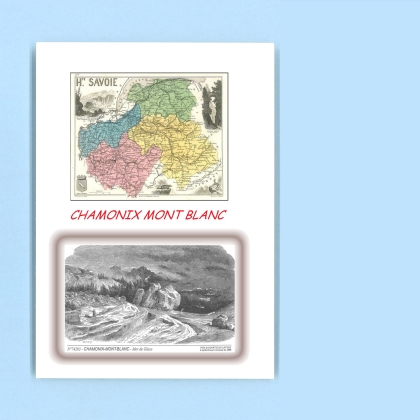 Cartes Postales impression Noir avec dpartement sur la ville de CHAMONIX MONT BLANC Titre : mer de glace