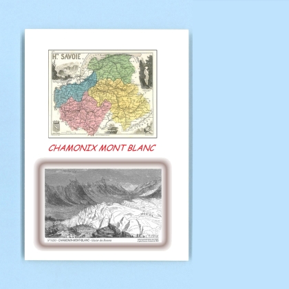 Cartes Postales impression Noir avec dpartement sur la ville de CHAMONIX MONT BLANC Titre : glacier des bossons