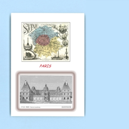 Cartes Postales impression Noir avec dpartement sur la ville de PARIS Titre : palais du luxembourg