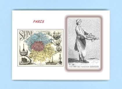 Cartes Postales impression Noir avec dpartement sur la ville de PARIS Titre : metiers