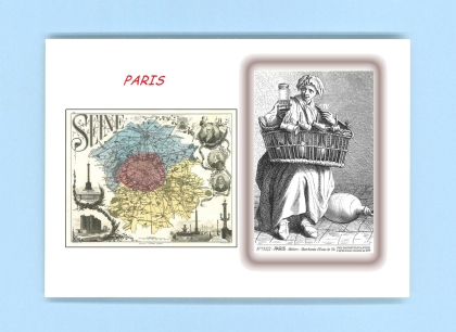 Cartes Postales impression Noir avec dpartement sur la ville de PARIS Titre : metiers