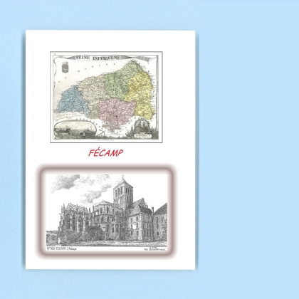 Cartes Postales impression Noir avec dpartement sur la ville de FECAMP Titre : abbaye
