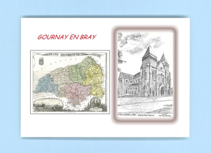 Cartes Postales impression Noir avec dpartement sur la ville de GOURNAY EN BRAY Titre : collegiale st hildevert